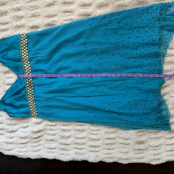NWT VINTAGE 100% Silk Blue Embellished Slinky Dress Size 14 *defects* - Picture 8 of 8
